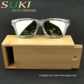 Custom handmade bamboo wood sun glasses mirrored lens bamboo glasses